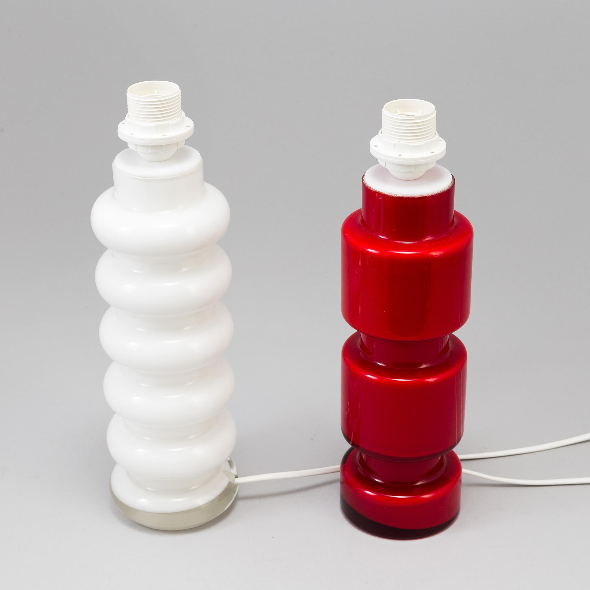 PO STRÖM, 2 glass table lamps, Alsterfors, 1960s.