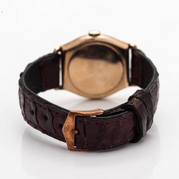 Elgin, armbandsur, 30 x 31 mm, förgyllt, manuell, plastglas, 1930-tal.
