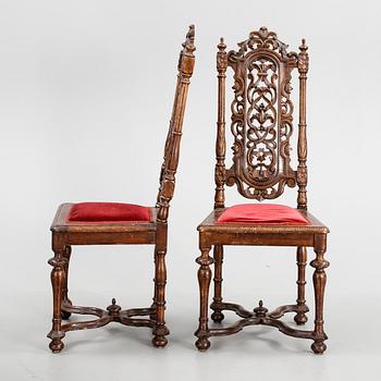 STOLAR, ett par, barockstil, 1880-tal.