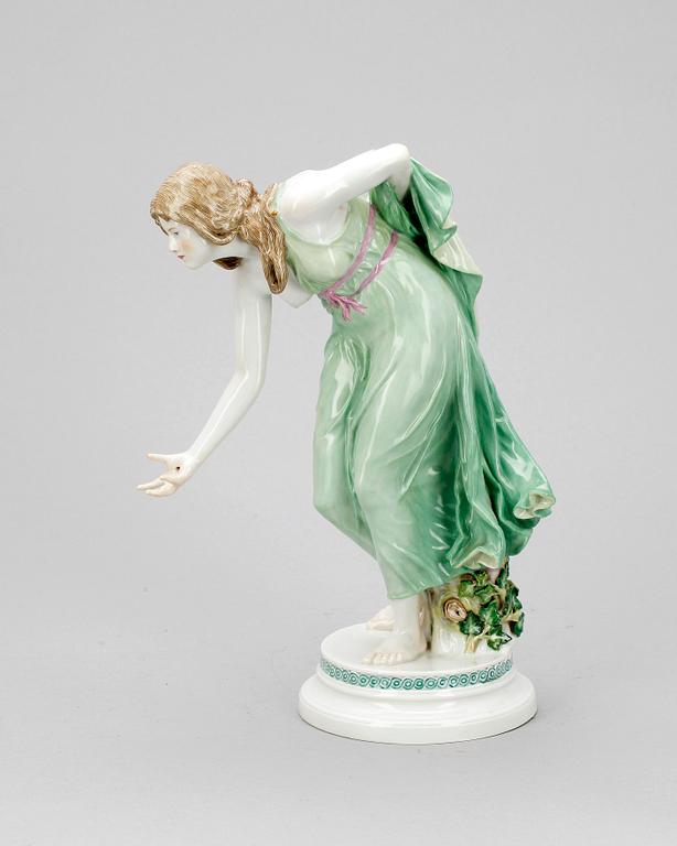 FIGURIN, porslin, jugend, Walter Schott, Meissen, Tyskland, omkr 1900.