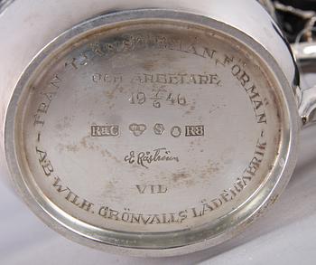 KAFFESERVIS, 3 delar, silver, Erik Råström, Stockholm 1943.
