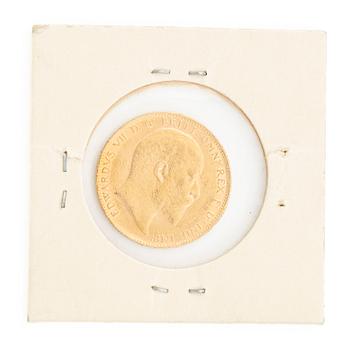 Gold coin, Great Britain, Edward VII, 1 Sovereign, 1910.