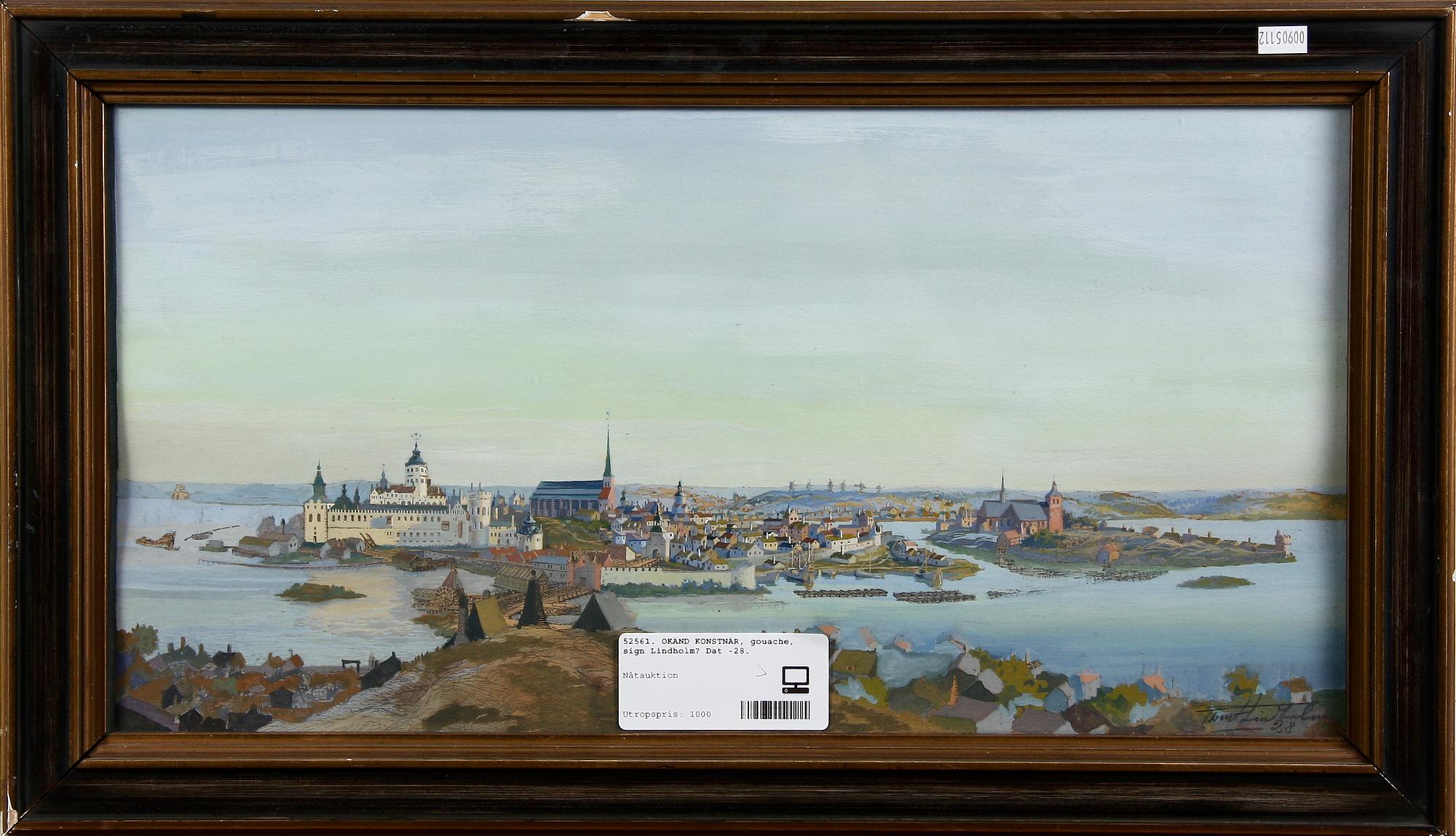 OKÄND KONSTNÄR, gouache, sign Lindholm? Dat -28.