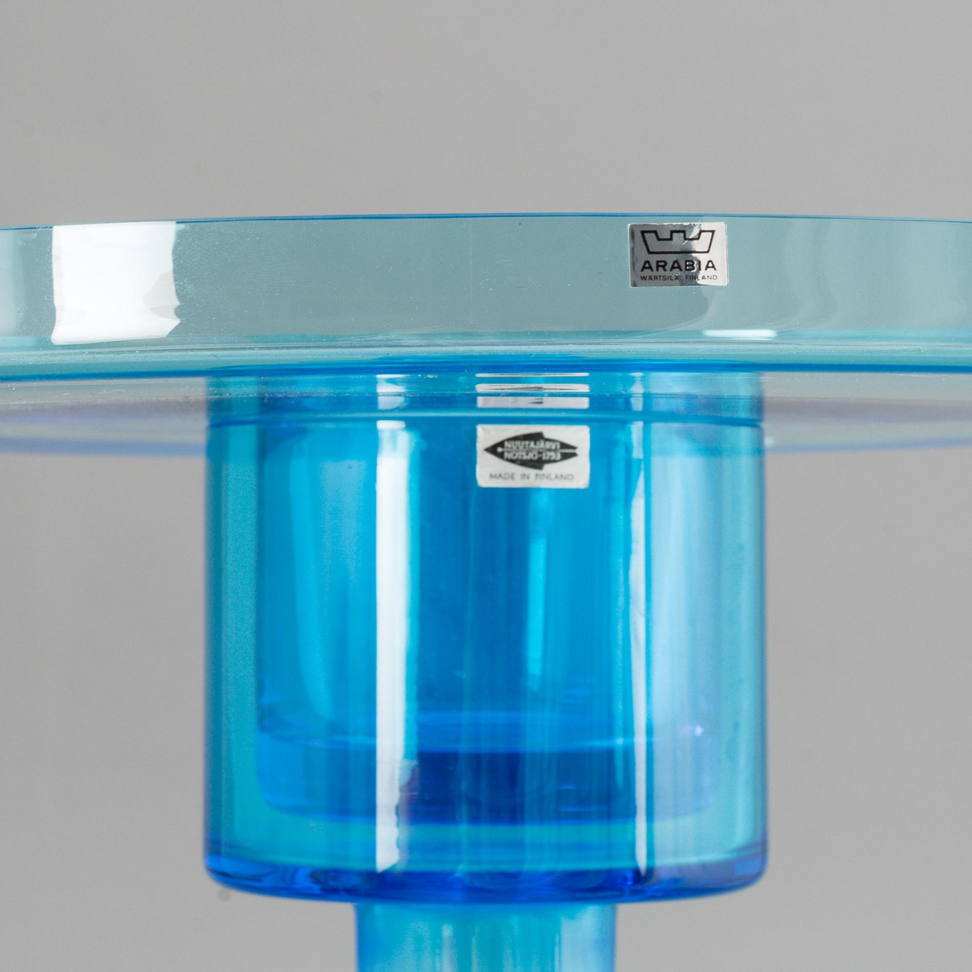 OIVA TOIKKA, a glass vase and dish, "Fyren", labeled Arabia and Nuutajärvi, Finland.
