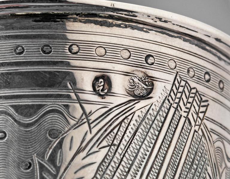 BÄGARE, 2 st, silver, troligen Turkiet, 1900-tal. Tot ca 160 g.