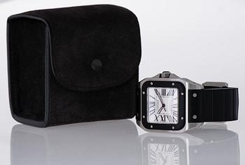 CARTIER, Santos 100 LM, wrist watch, 38 x 38 mm.