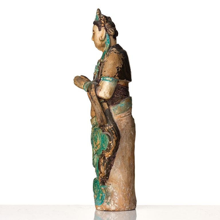 A turkoise glazed figure of bodhisattva, Ming dynasty (1368-1644).