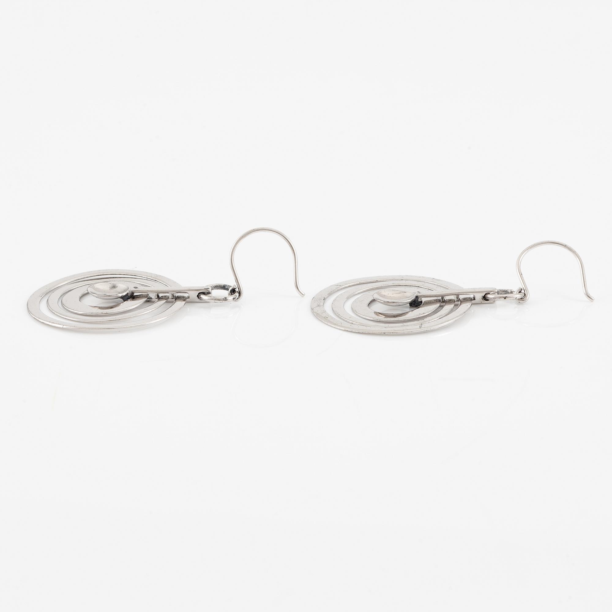Tapio Wirkkala, a pair of earrings "Silvermoon", sterling silver, for Kultakeskus.