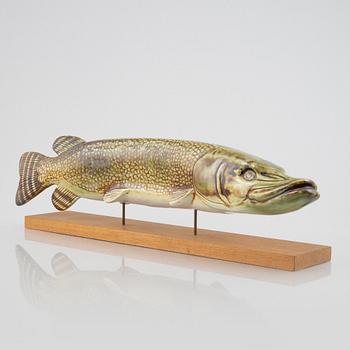 Sven Wejsfelt, a stoneware pike figurine/sculpture, Gustavsberg, Sweden.