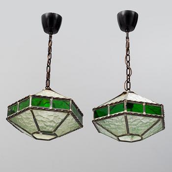 a pair of jugend ceiling lights from the early 20th century.