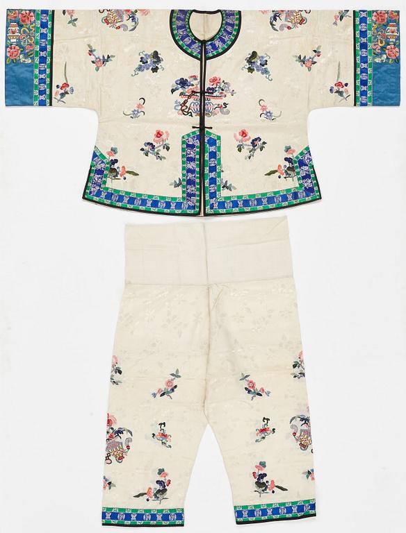 An ebroidered silk jacket and coat, China, first half of the 20th Century.