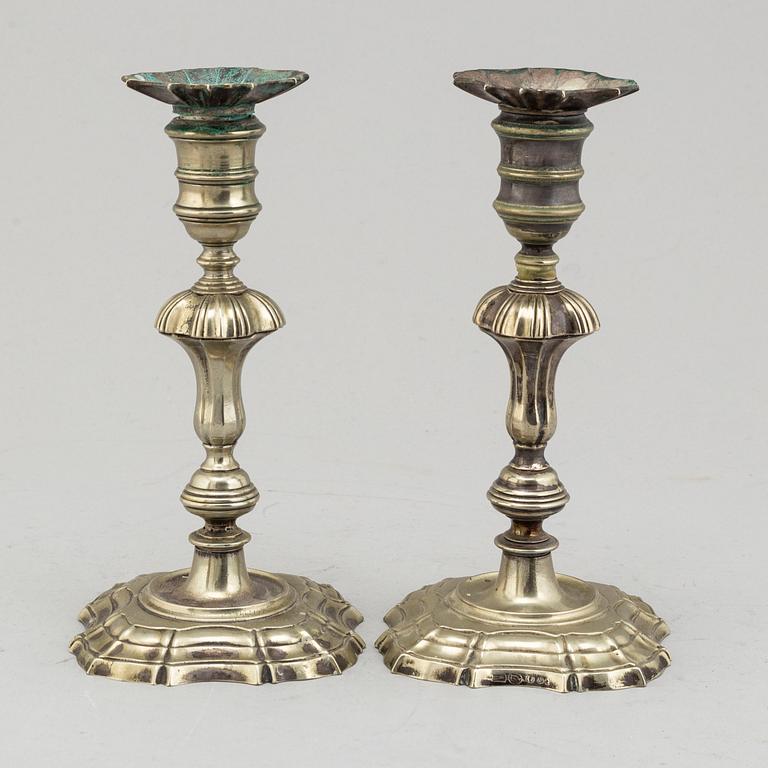 A pair of paktong candlesticks, second half of the 18th century.
