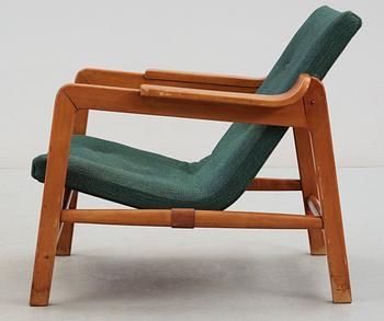 A Tove & Edvard Kindt-Larsen stained beech 'Fireplace Chair' by Gustav Berthelsen & Co, Denmark,