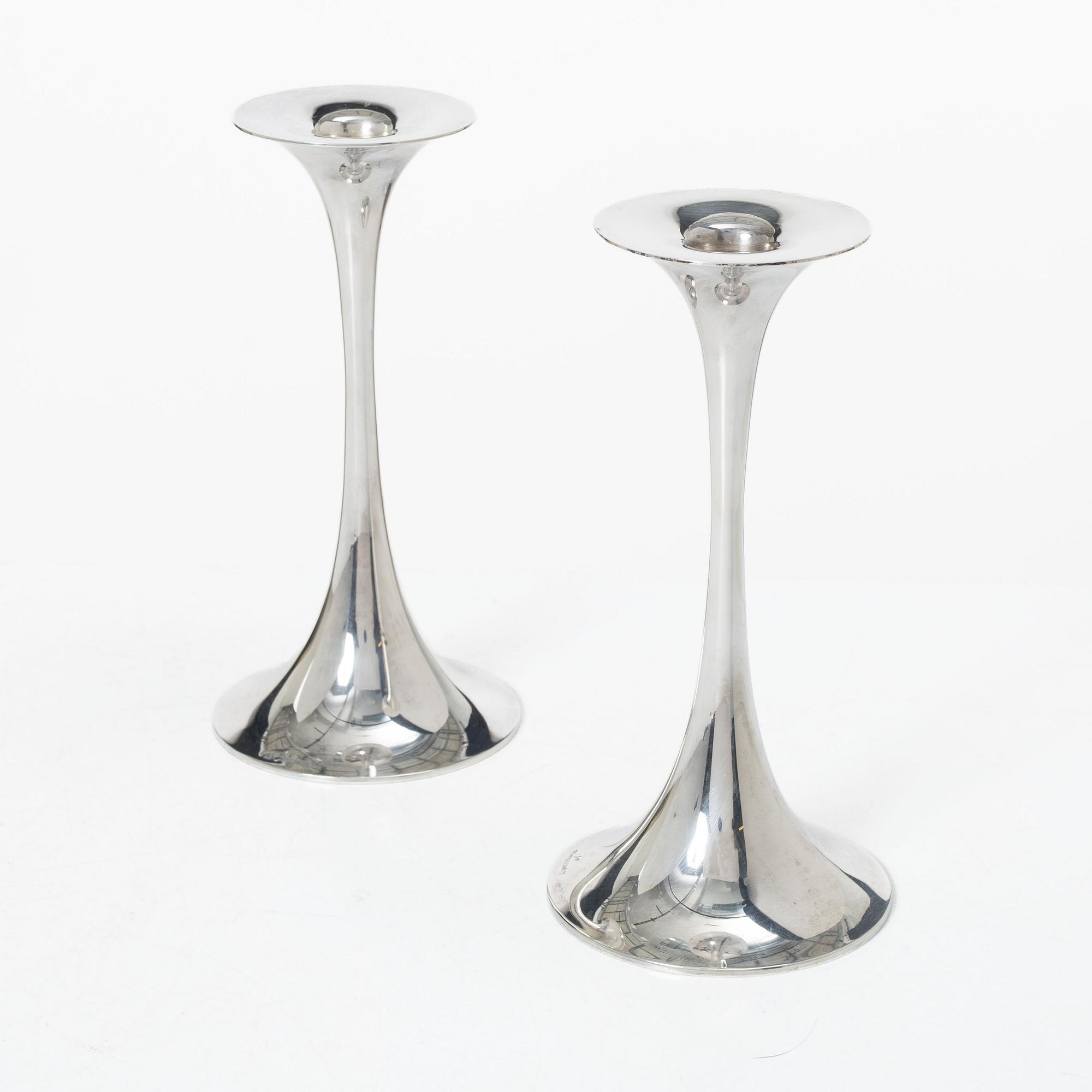 Tapio Wirkkala, Candlesticks, a pair, silver, Kultakeskus Oy, Hämeenlinna 1968-1969.