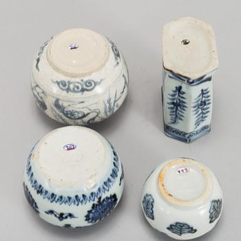 A group of blue and white South East Asian ceramics, some 16th/17th Century.