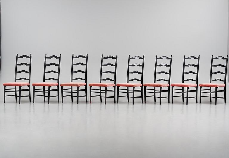 Gunnar Asplund, a set of eight chairs, for the staffroom at Karlshamn Secondary School, Sweden, ca 1912-1918.