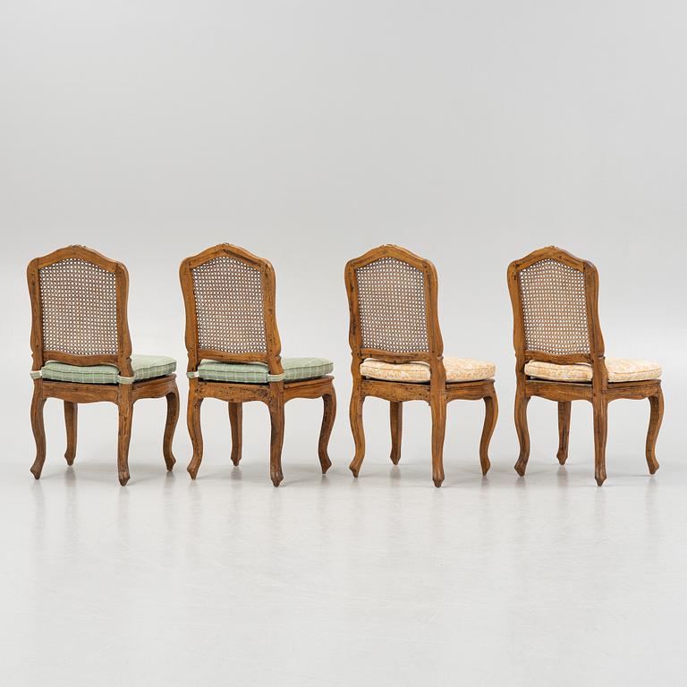 A set of four FRench Louis XV chairs, mid 18th century.