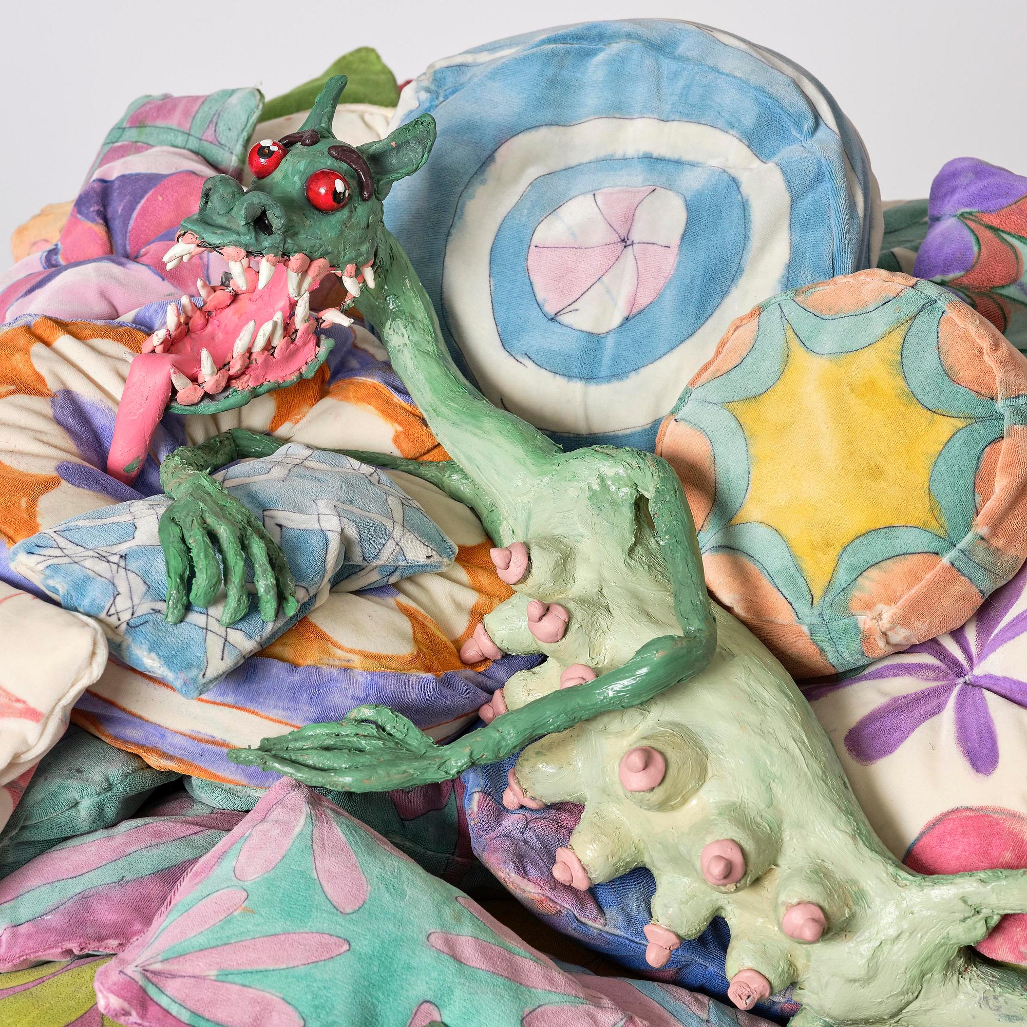 Nathalie Djurberg & Hans Berg, "Dragon on Pillows".