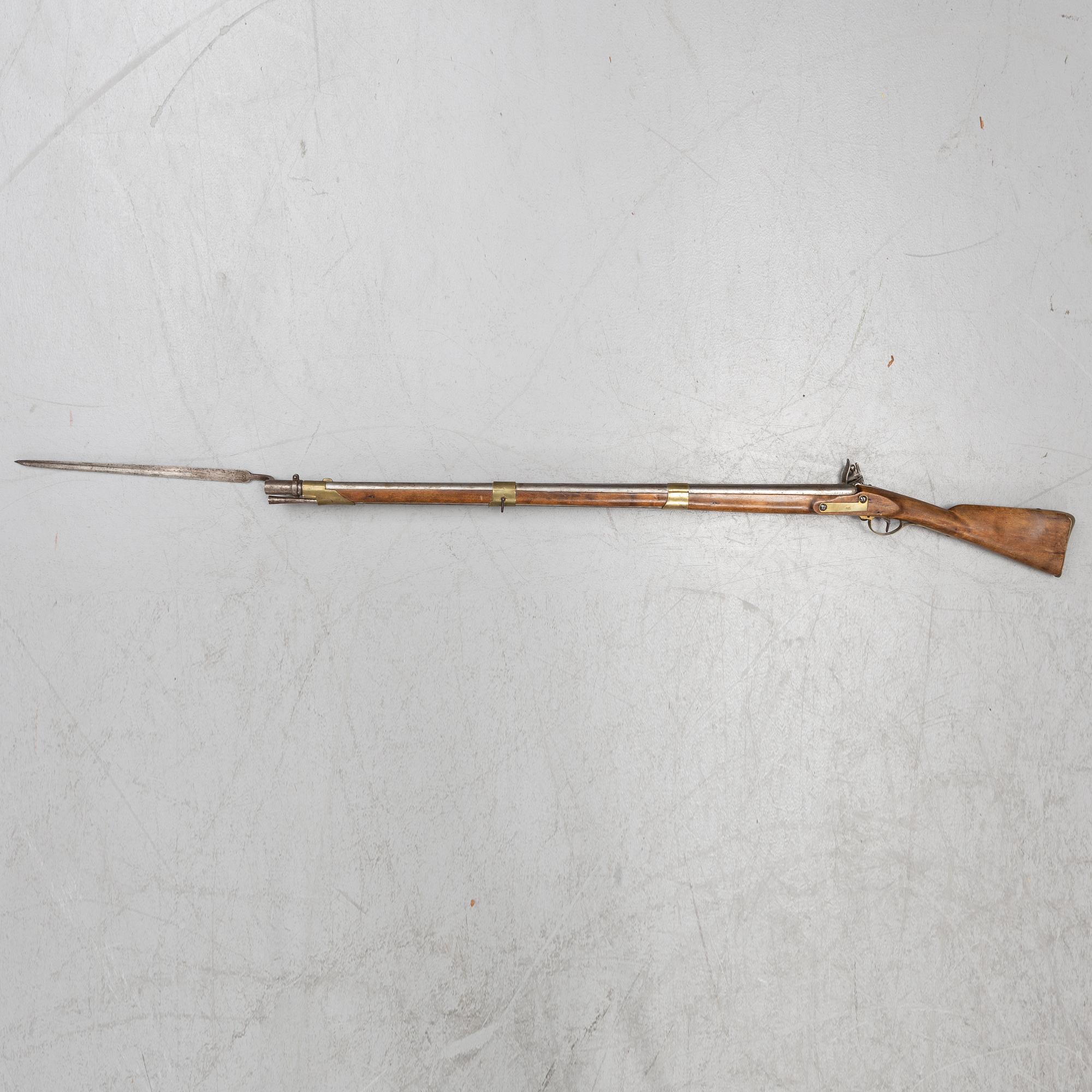 A Swedish flintlock gun, 1815 pattern.