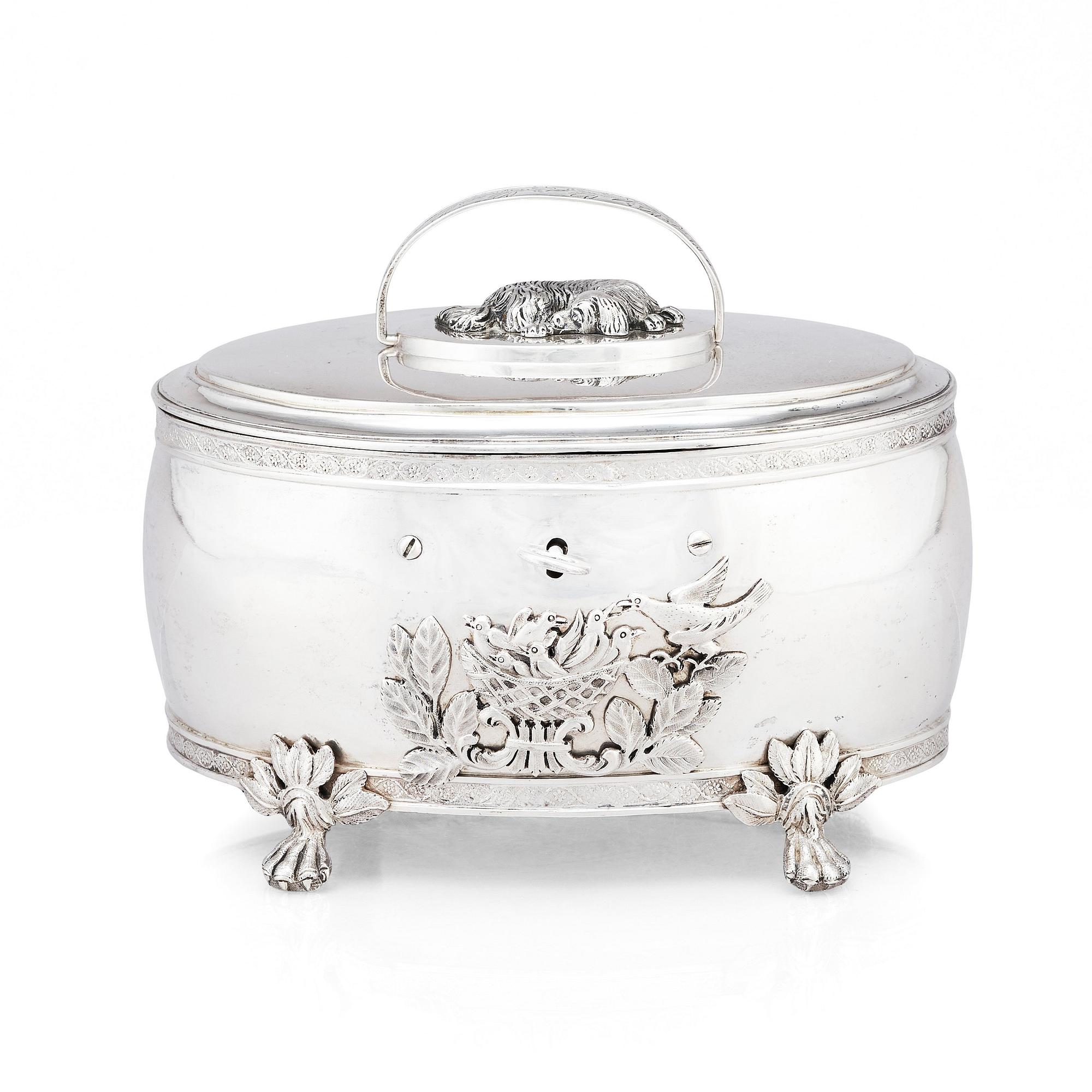 A Swedish 19th century silver sugar-casket, marks of Henrik Christoffer Klint the younger, Stockholm 1817.