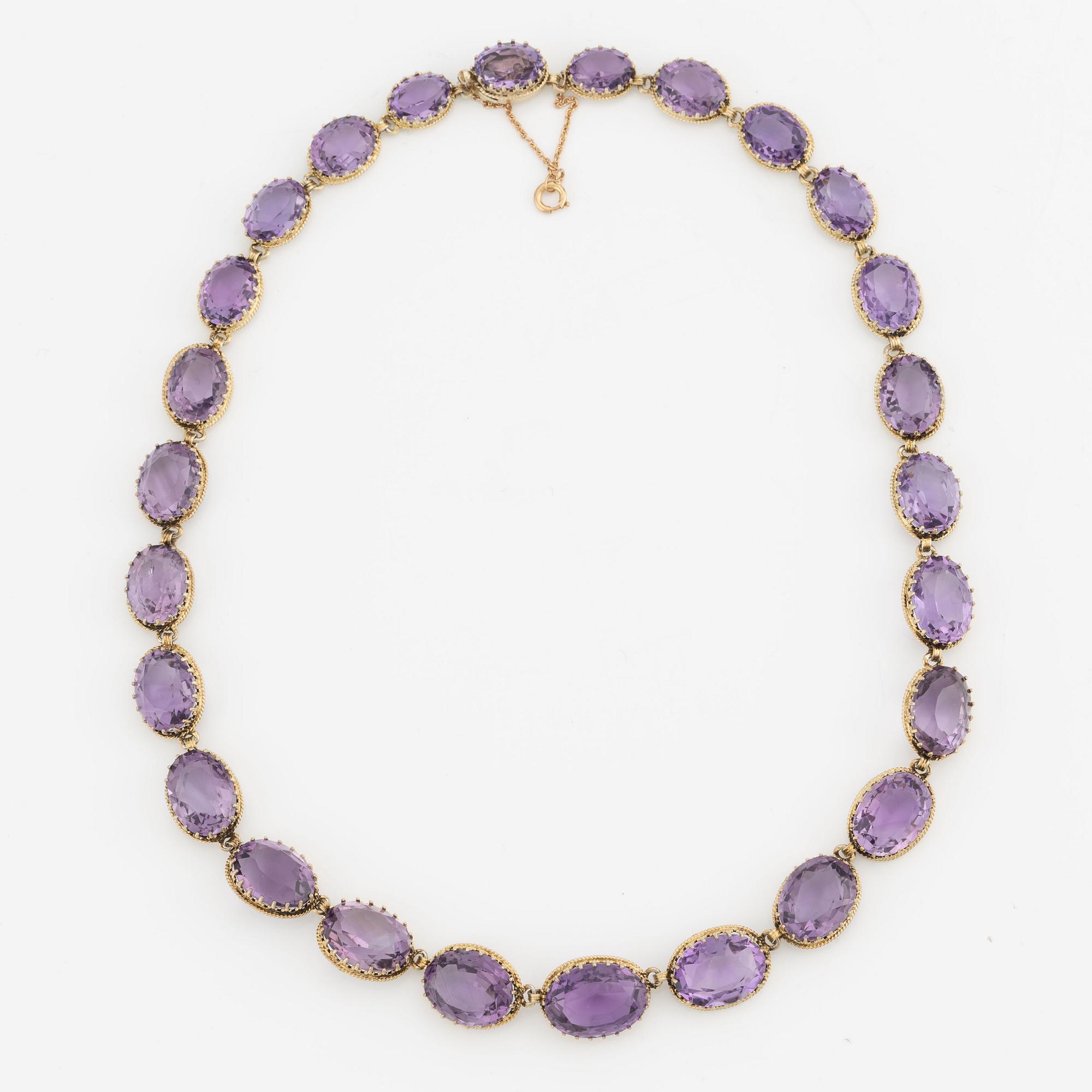 Necklace, rivière with amethysts.