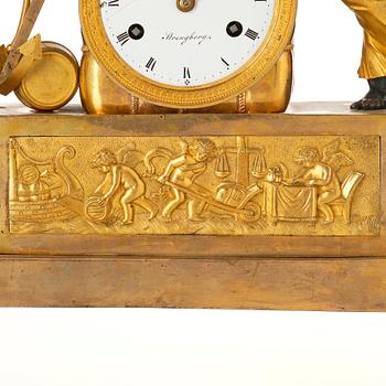 An Empire ormolu and patinated bronze 'Le Matelot'  mantel clock by P. Strengberg (active 1802-1831).