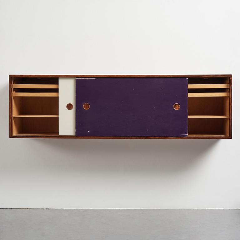 Finn Juhl, a rare wall mounted palisander sideboard, Bovirke, Denmark 1950s.