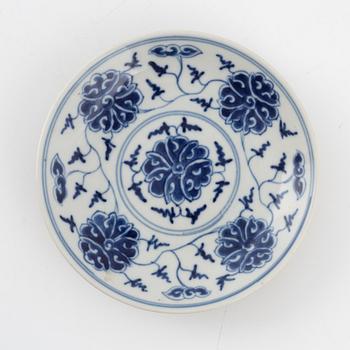 A blue and white side plate, Qing Dynasty, 19th century.