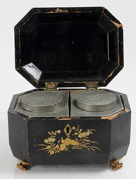 TESKRIN, lackarbete, sk tea caddy, 1800-tal.