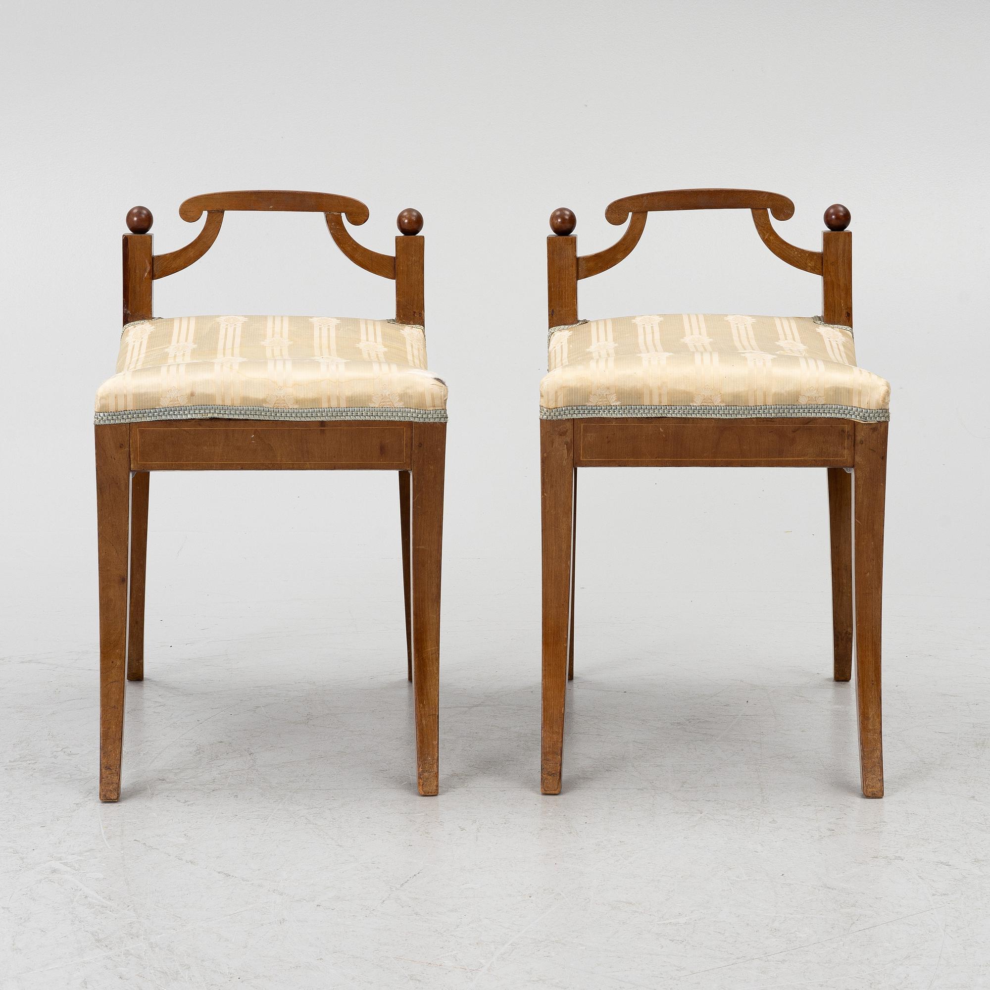 A pair of Karl Johan stools, 19th Century.