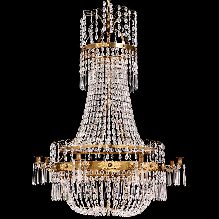 A Swedish Empire 1820/30's nine-light chandelier.