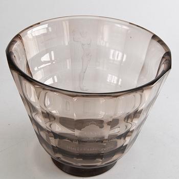 SIMON GATE, Glass bowl, Orrefors, 1930's.