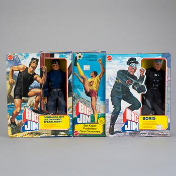 BIG JIM, Boris, Commando Jeff samt Star Kicker i förpackningar, Mattel, 1979-81.