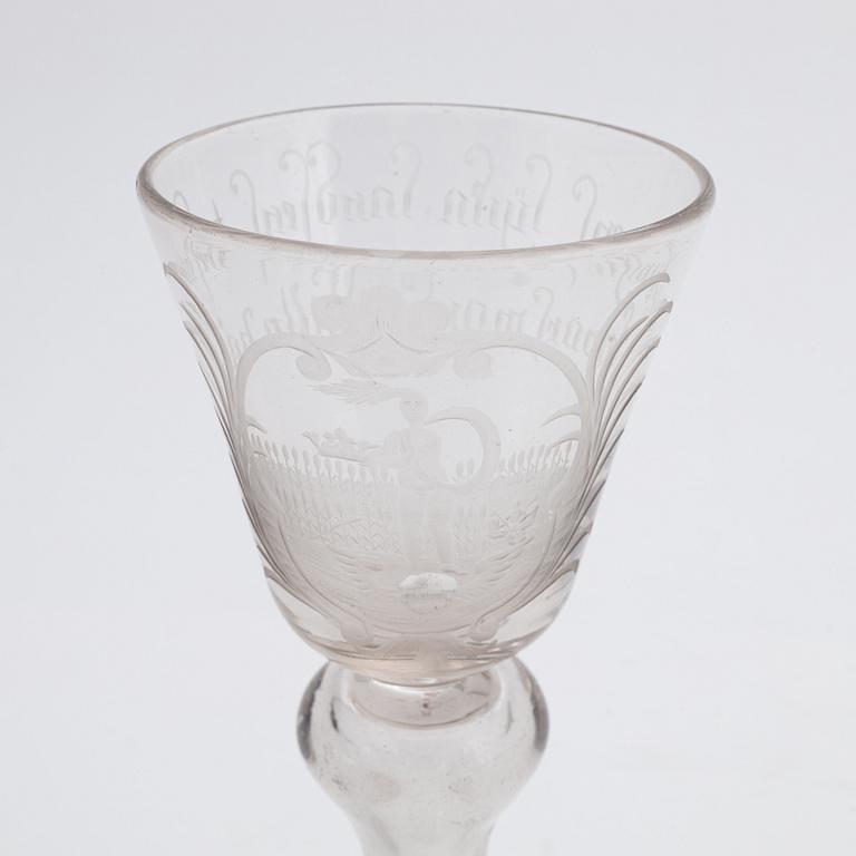 An 18th Century presumably German wine glass.