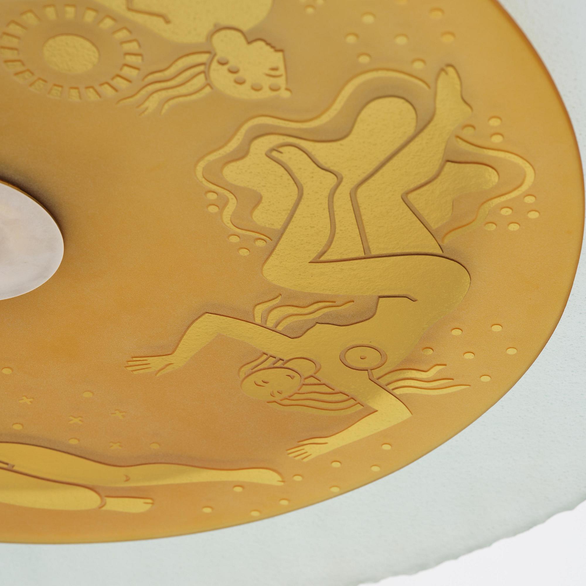 Edward Hald, & Erik Tidstrand, a rare "The 4 Winds" ceiling lamp model "HD 656"/"29679", Orrefors & Nordiska Kompaniet, 1930s.