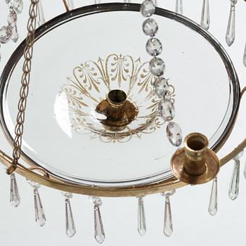 A late Gustavian circa 1800 four-light chandelier.