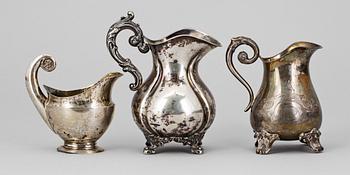 GRÄDDSNIPOR, 3 st, silver, bl a 1864. Tot vikt ca  320 gram.