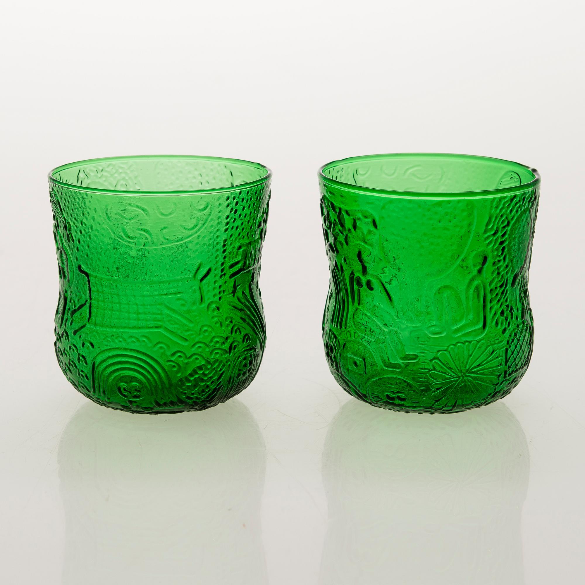 OIVA TOIKKA, SKÅL, SLEV och 5 GLAS, "Fauna", glas, Nuutajärvi/Notsjö.