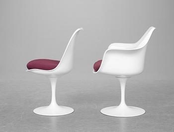An Eero Saarinen "Tulip" set of 4 chairs and an armchair, Knoll International.