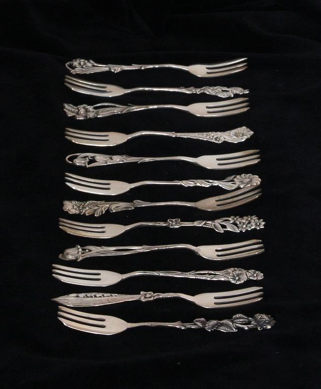 DESSERTGAFFLAR, 12 st, silver.