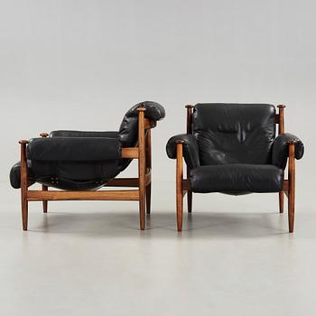 A pair of Eric Merthen 'Amiral' palisander armchairs, Industri Ire, Sweden 1960's.