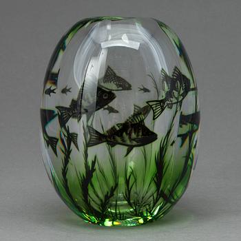 VAS, glas, "Fiskgraal", Edward Hald, Orrefors.