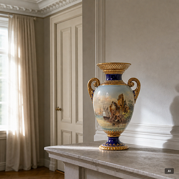 A creamware decorative urn, Rörstrand, Sweden, 1980-1920.