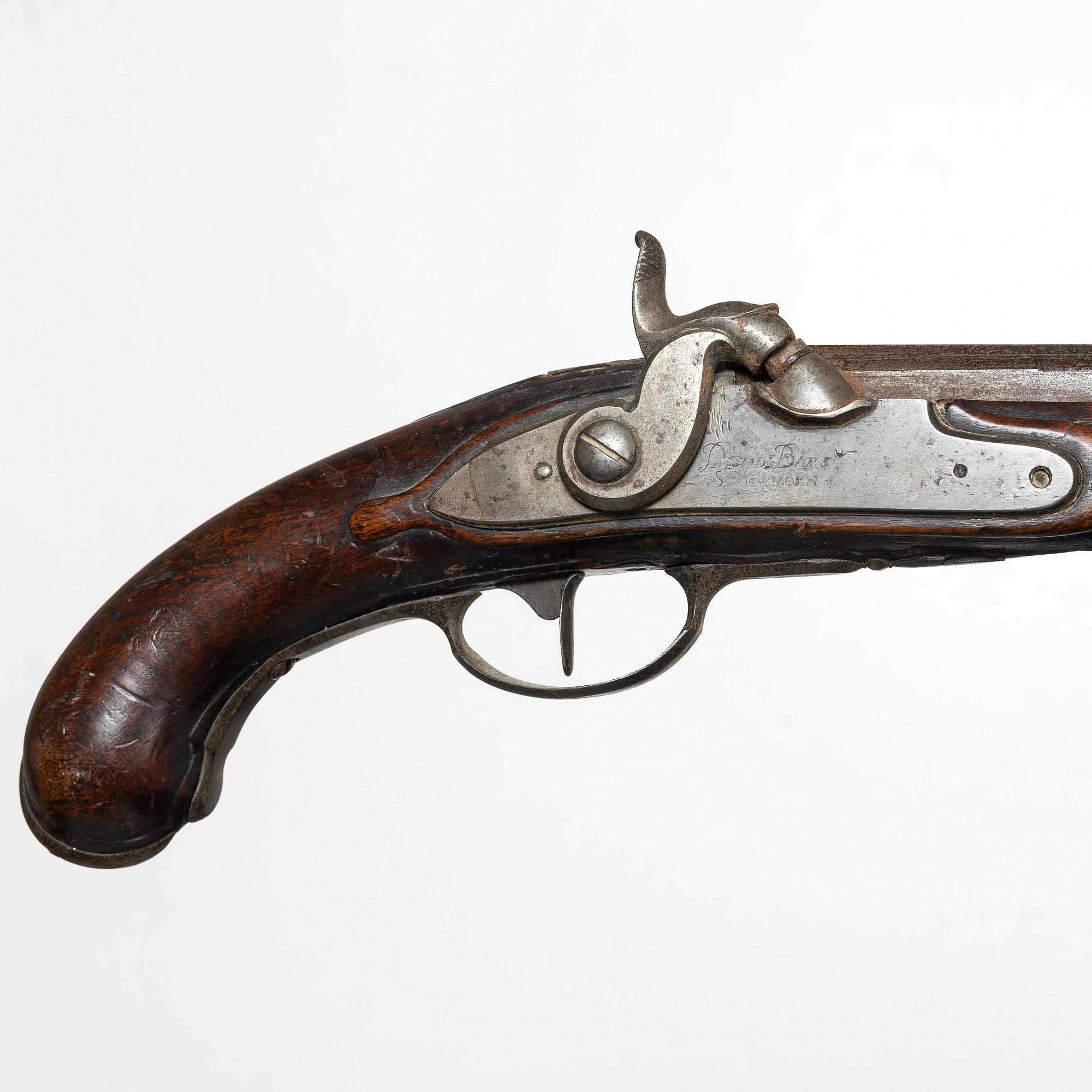 A apir of percussion pistols, signed David Bars, Stockholm (1686-1759),