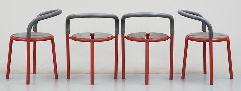 TRÄDGÅRDSMÖBEL, 5 delar, metall och gummi, "Cafe", Pelikan för Fritz Hansen, 1987.