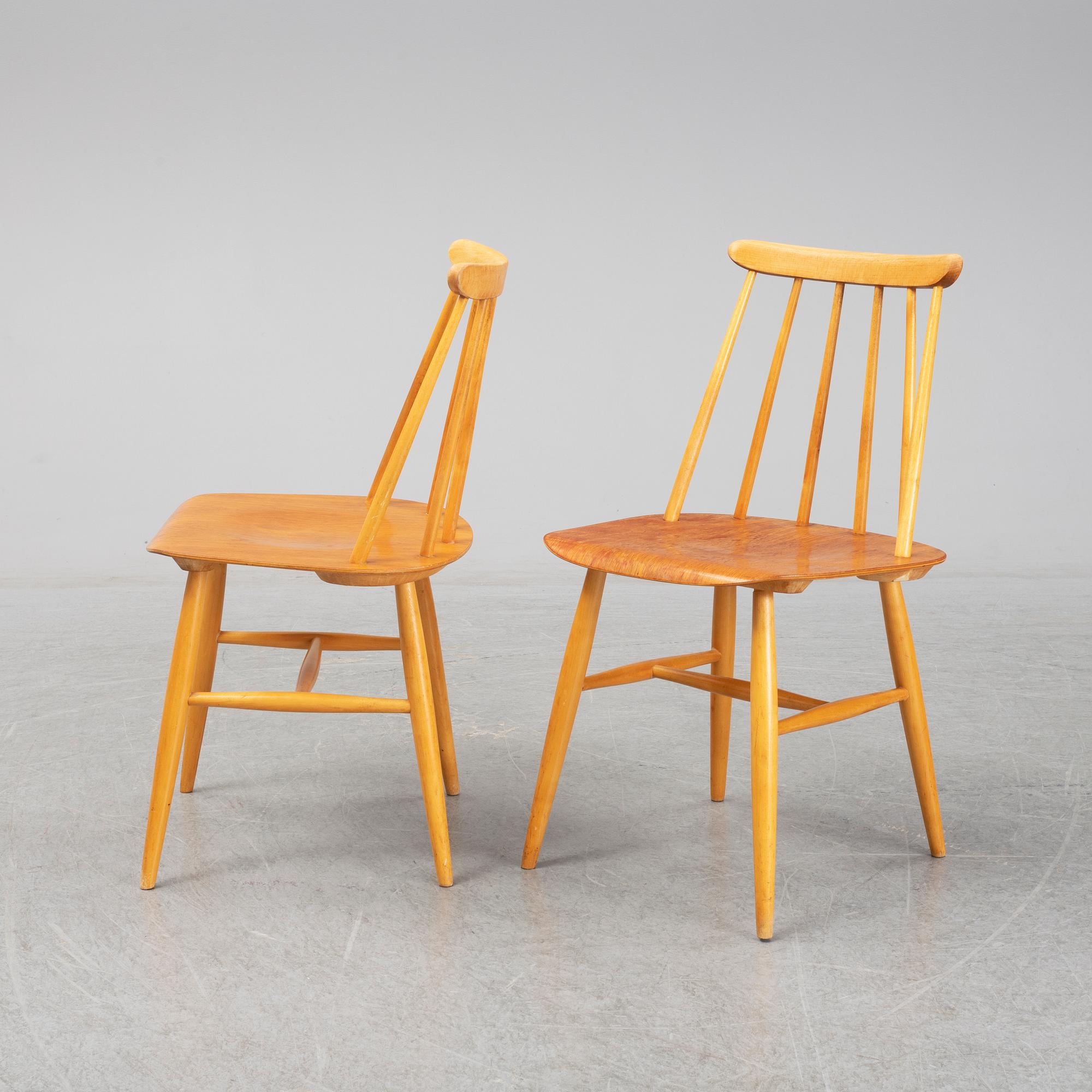 Four 'Fanett' chairs by Ilmari Tapiovaara, Edsbyverken, Sweden.