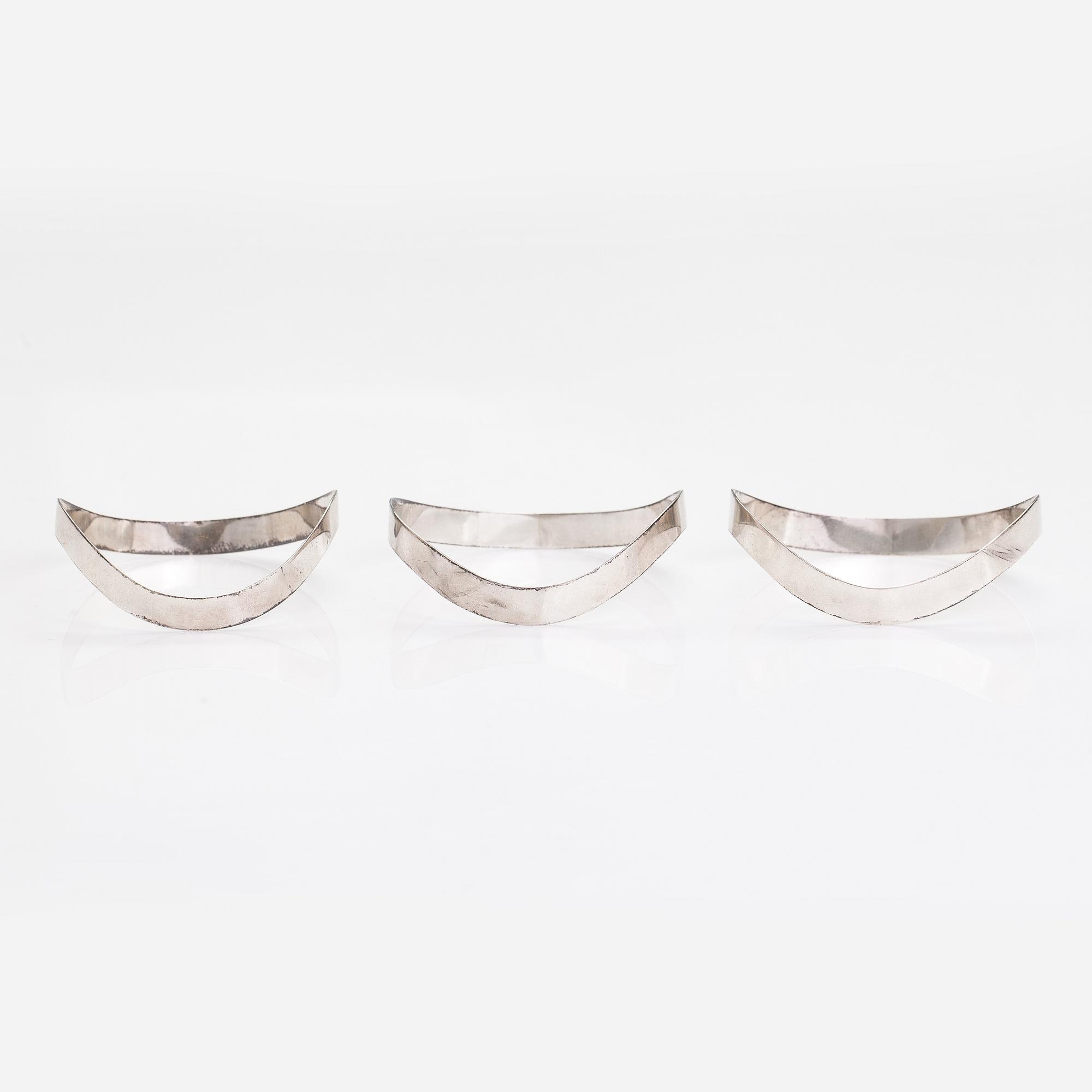 Paula Häiväoja a 3-piece silver bracelet, Pentti Roos, Helsinki, Finland 1967.