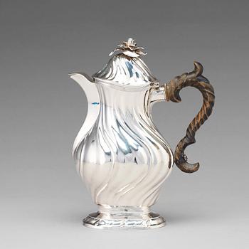 130. A Swedish 18th century rococo silver coffee-pot, maker's mark of Jacob Lampa, Stockholm 1770.