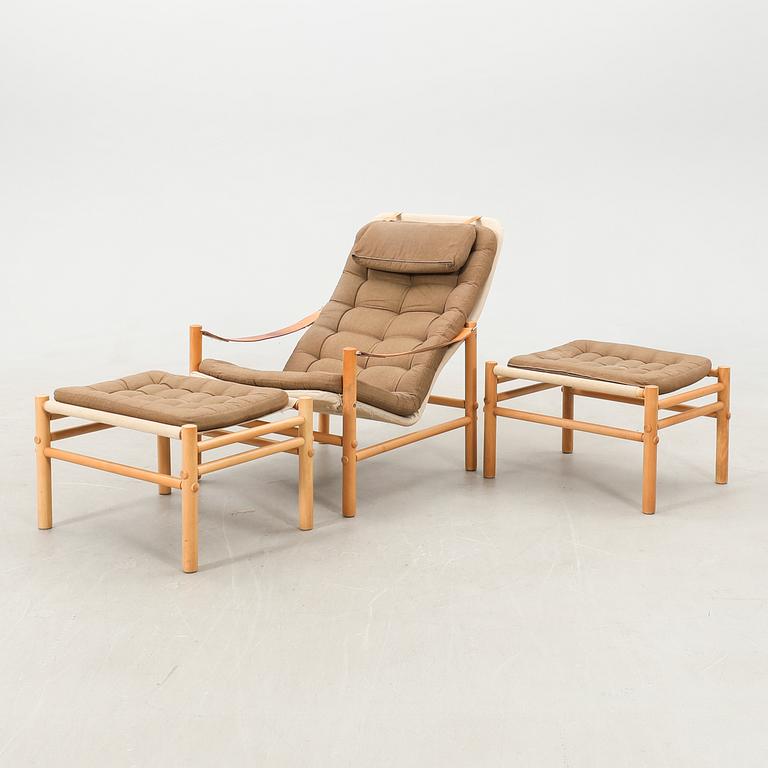 Bror Boije, armchair with 2 footstools, "Junker Hög" for Dux, 1970s.