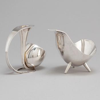 Two sterling silver candlesticks, one Heinz Decker, CG Hallberg Studio, Stockholm 1956.